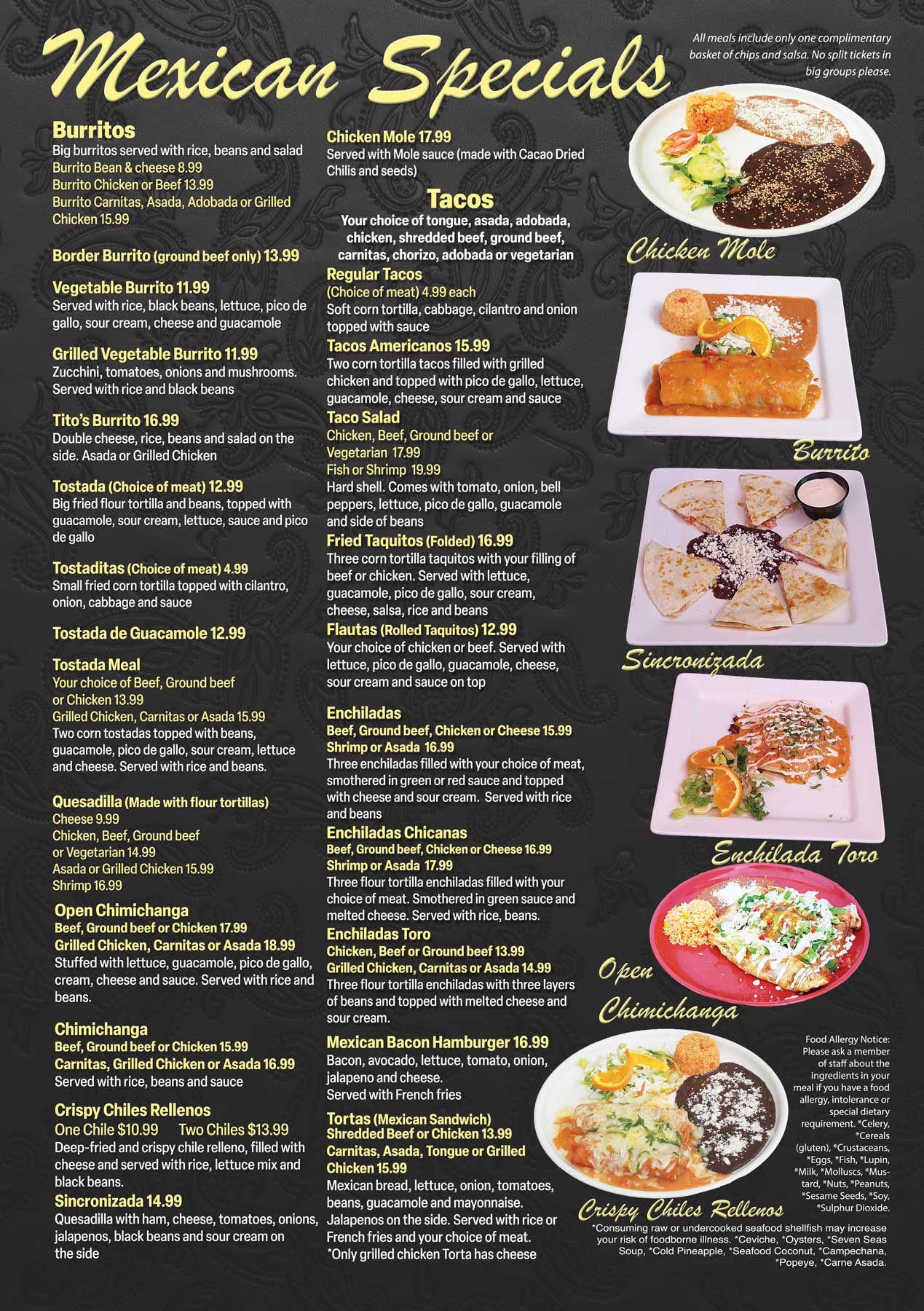 Menus El Korita in Basalt, CO